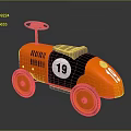 Orange And Black Toy Car Featuring Number 19 Steering Wheel Brown Seat Orange Wheels