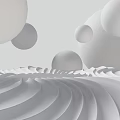 White Abstract Geometric Background Wall With Curved Waves And Spherical Shapes 3d model