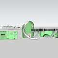 Green Themed Playground Equipment With Slide Elevated Platform Stairs And Fun Design