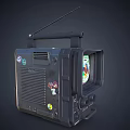 Vintage Portable TV With Antenna Handle Color Screen And Power Plug