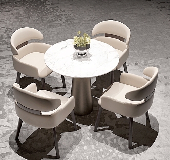 Modern negotiation table and chair combination 3d model