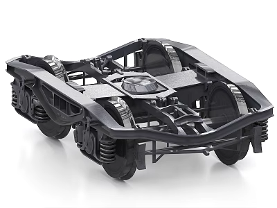 Heavy Duty Industrial Equipment Chassis With Mechanical Structure Wheels And Springs 3d model