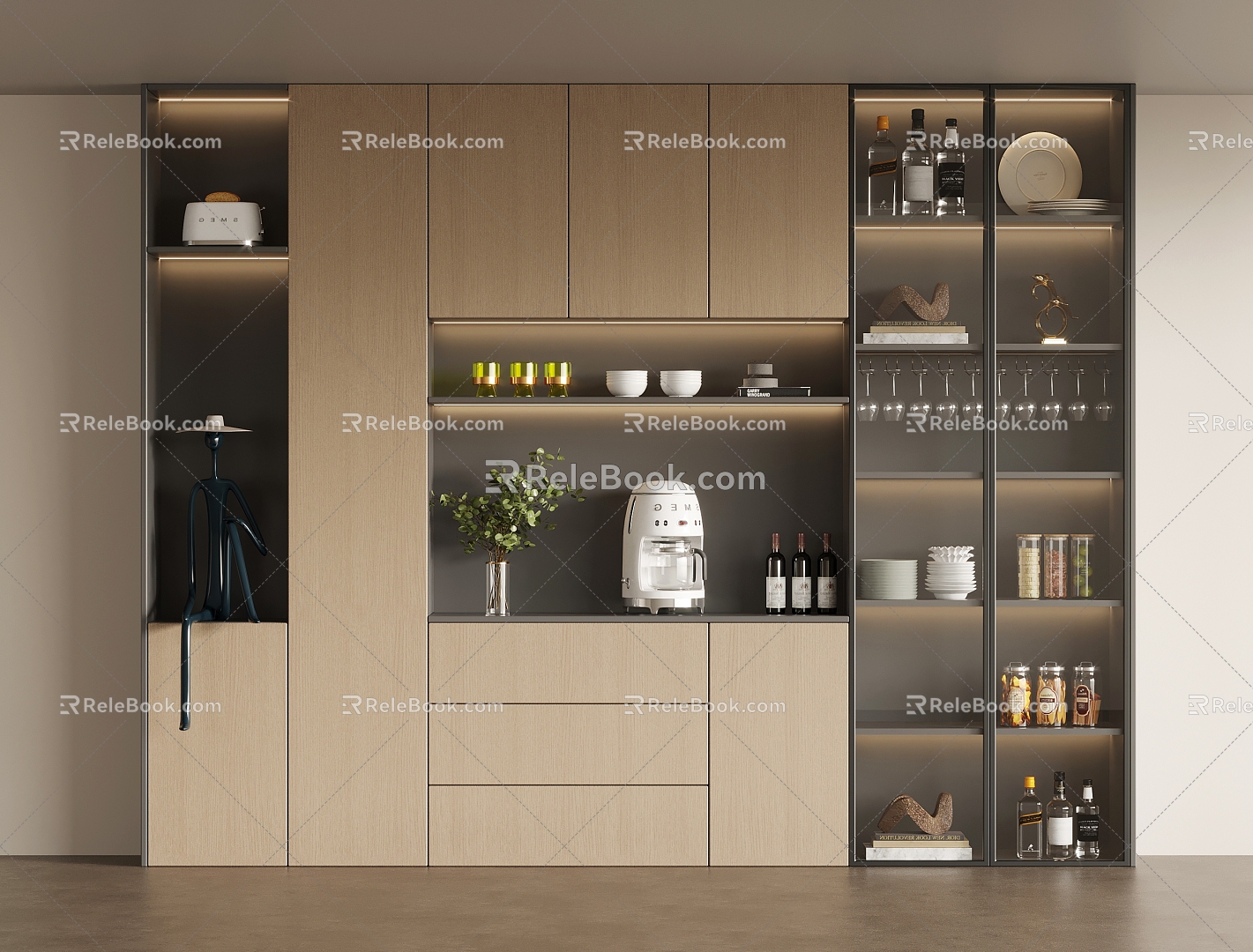 Modern Simple Wine Cabinet Sideboard 3d model