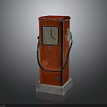Red Vintage Gas Pump With Classic Meter And Black Hose On Concrete Base