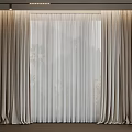 Modern Beige Double Layer Curtains With Sheer Panels For Window Interior 3d model