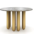 Light Luxury Dining Table Round Dining Table 3d model