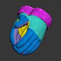 Colorful Knitted Winter Gloves With Pink Cuffs And Multicolor Fingers