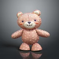 Cute Pink Hand-Sewn Teddy Bear With White Polka Dots Daily Life Item