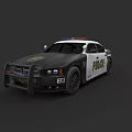 Black and White Police Sedan With Police Lights And POLICE Logo