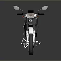 Gray Motorcycle with Blue Seat and Silver Wheels on Reflective Surface