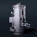 Industrial Equipment Metal Pressure Vessel With Pipes Valves And Control Panel