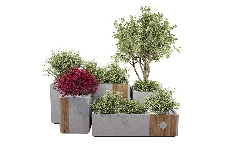 Modern flower box green plant flower box mobile flower box plant combination plant pile flower pool flower bed cement flower box 3d model