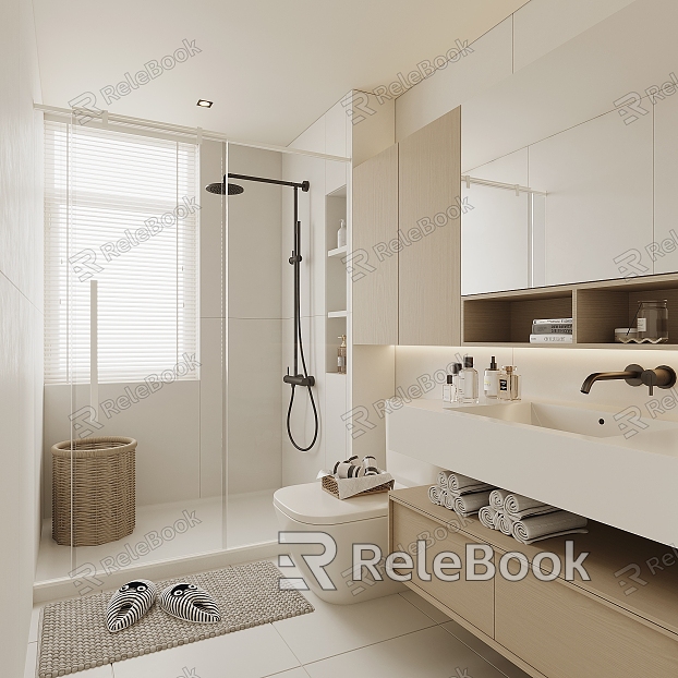 Modern Toilet Bathroom Toilet WC Public Toilet Bathroom Shower Room Toilet Washbasin Shower Partition Shower Room model