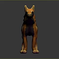 Low Poly Orange Black Dog Sculpture With 3D Art Design And Reflective Base