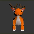 Cute Origami Fox Character With Orange Fur Brown Antlers And White Paws