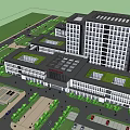 Modern Hospital Exterior Building With Large Windows And Green Landscaping