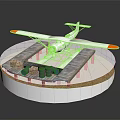 3D Spacecraft Model Display On Platform With Green Brown Cargo Containers 3d model