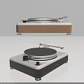 Headphone Audio Turntable With Modern Design Wooden Base And Black White Finish