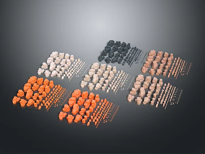 Natural Stone and Wood Beads in Various Sizes and Colors for Craft Decorations 3d model