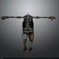 Mechanical Robot Character Displaying Extended Arms And Intricate Metal Body Design