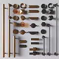 Various Metal Cabinet Handles In Brass And Black With Geometric And Round Shapes