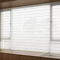 **Title: White Window Blinds With Wooden Frame And Sunlight** 3d model