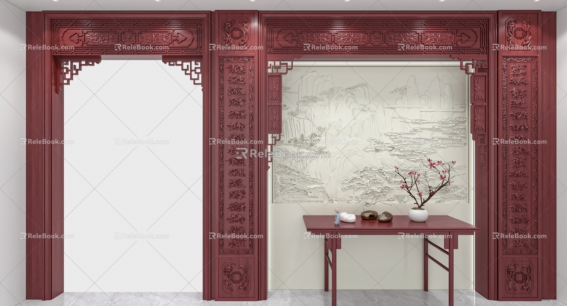 Chinese porch aisle background model