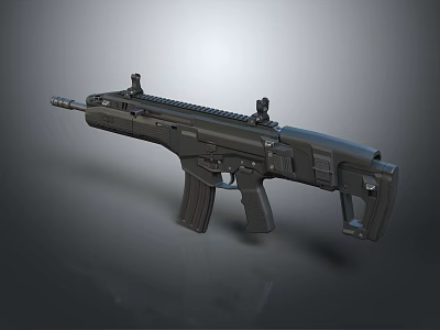 Modern Tactical Rifle With Top Rail Magazine And Sleek Black Design 3d model