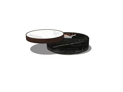 Elegant Round Modern Marble Coffee Tables with White and Black Tops 3d model