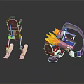 Unique Creative Furniture Chairs With Ski Like Base Flame Decorations And Colorful Frames