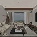 Soft Beige Fabric Sofa And Solid Wood Coffee Table Combination For Warm Elegant Living Space