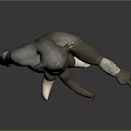Elephant Like Game Movie Character With Gray Skin White Tusks Loincloth And Extending Arm