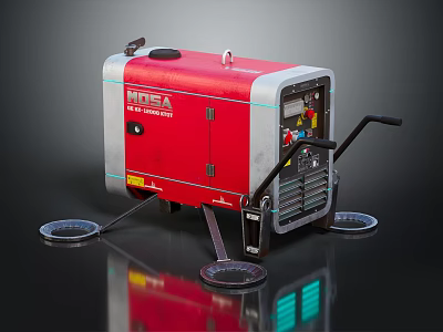 MOFA Red Portable Generator With Handle Wheels And Control Panel For Power Supply 3d model