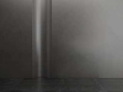 Modern Minimalist Gray Interior With Smooth Concrete Wall And Polished Floor 3d model