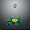Unique Decorative Plant With Green Petals Yellow Center And Green Spherical Top Structure