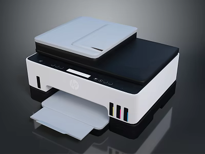 HP All in One Printer With Print Scan Function And Modern White Black Design 3d model