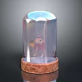 Glass Dome Decor Featuring Cartoon Character and Animal with Copper Base and Golden Ball