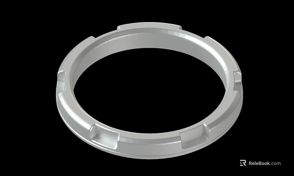 Industrial Silver Circular Metal Part With Smooth Surface And Grooved Edges 3d model 