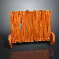 Scenic Garden View With Orange Wooden Fence Vertical Slats And Natural Background