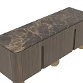Elegant Modern Wooden Sideboard With Golden Spherical Legs And Marble Top