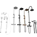 Various Modern Shower Fixtures With Different Design Styles And Features On 3d model