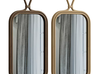 Two Stylish Wall Mirrors With Different Frame Colors In Home Decor 3d model