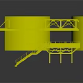 Colorful Steel Structure Design With Staircase Platform Support Columns And Framed Panels