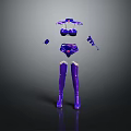 Trendy Purple Lingerie Set With Thigh High Boots And Wristband Accessories