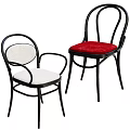 Dining Chairs With Black Frame And White And Red Cushions Modern Design 3d model