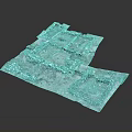 Ancient Building Ruins 3D Model With Blue Brick Stone And Square Structure Design