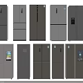 Modern Refrigerators and Freezers with Different Door Styles and Sleek Gray Exteriors
