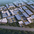 Large Scale Industrial Factory Aerial View With Multiple Buildings Neat Layout And Greenery