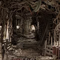 Ancient European Architecture Cave Like Structure With Stalactites And Wooden Remnants