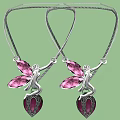 Silver Necklaces With Fairy Shaped Pendants Pink Wings And Red Gemstone Bases
